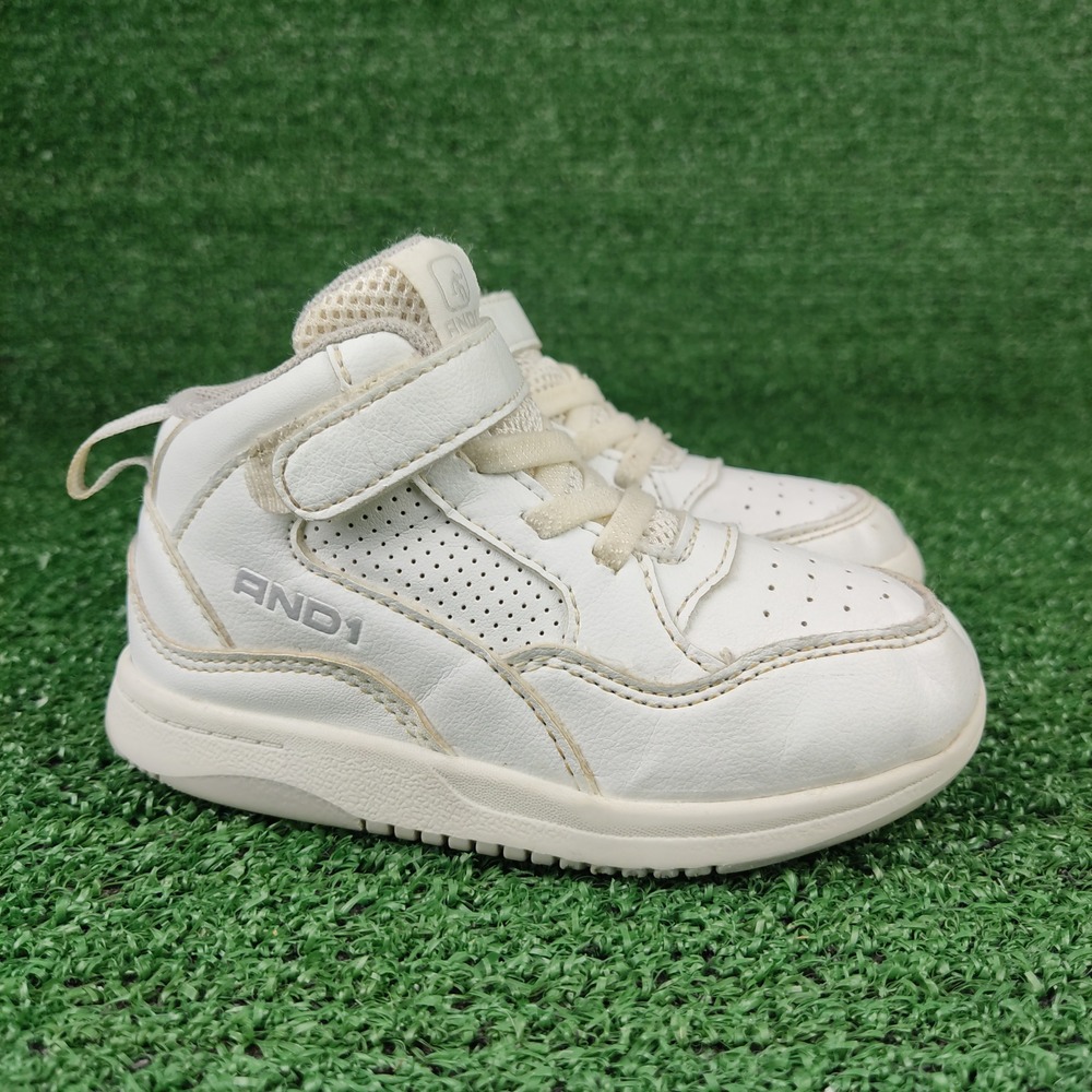 AND1 Basketball Sneakers Kids 8 White BTA123EC-03 High Top Hook Loop Straps